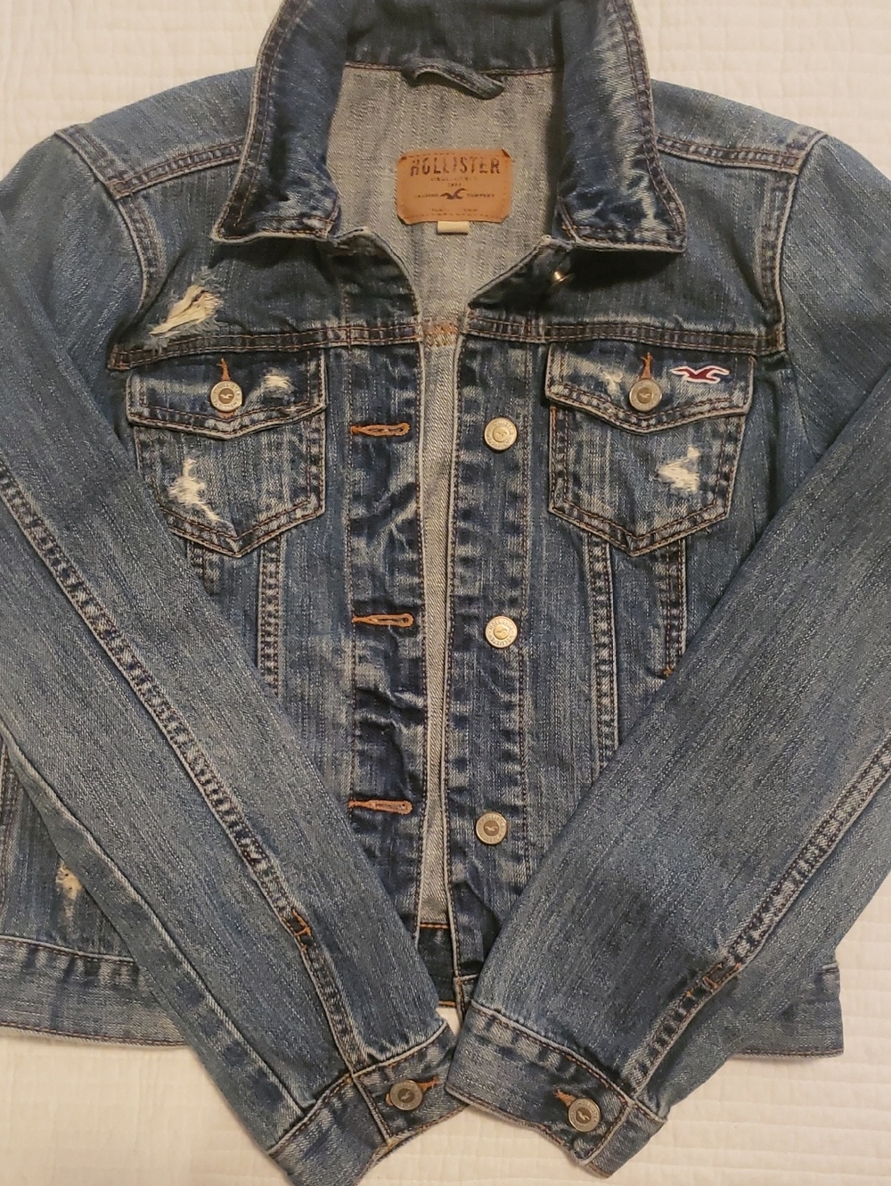 Hollister Women's Medium Blue Distressed Denim Jacket